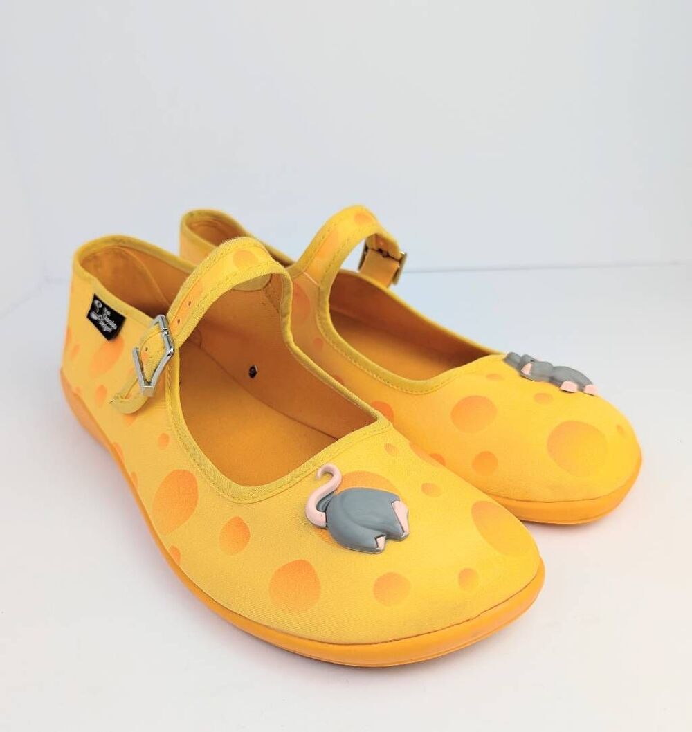 Hot Chocolate Designs 3D Mouse & Cheese yellow Orange Mary Jane flats 39 EU 9 US